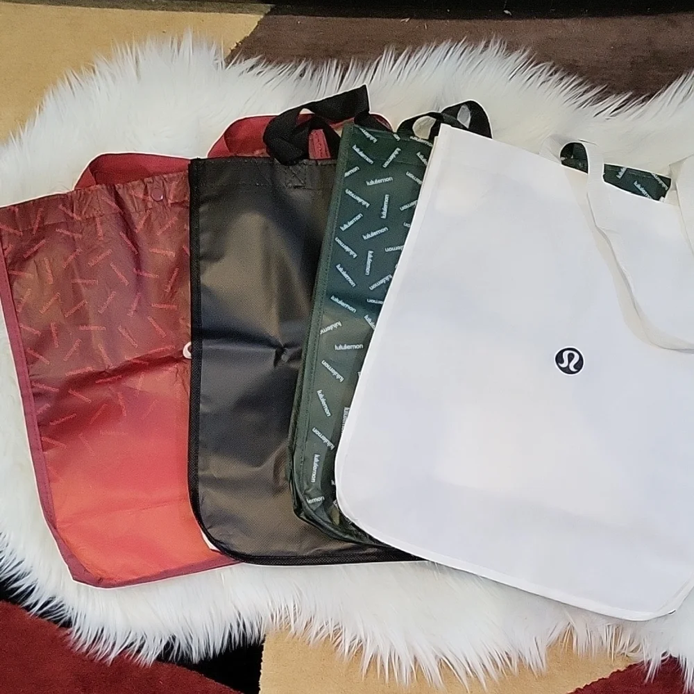 Lululemon athletica bundle of Red, Black, White, Green Tote Bags